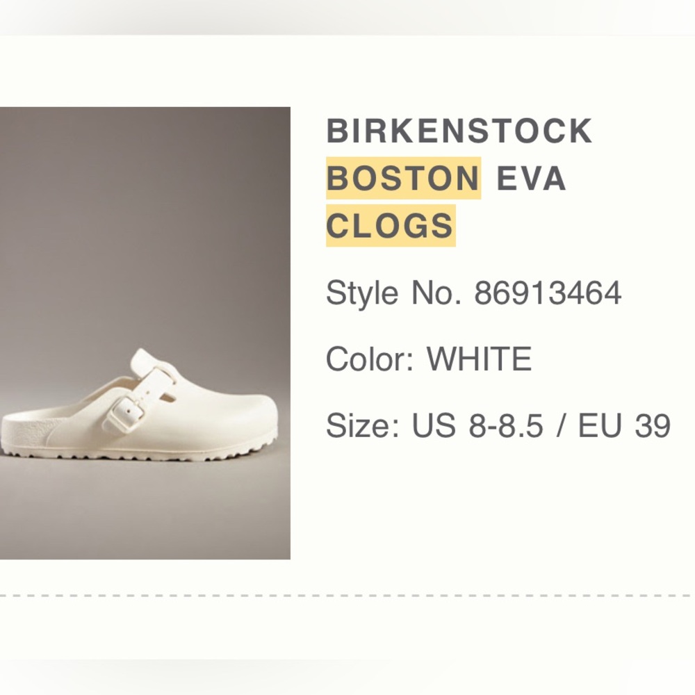Birkenstock Boston White Clogs - Picture 3 of 3